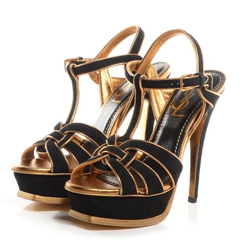 ysl black suede tribute sandal|ysl tribute platform.